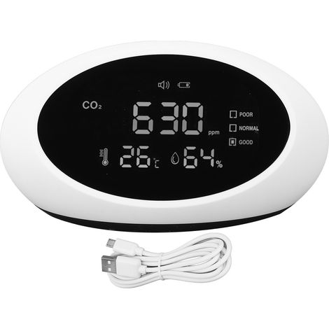 Decdeal Détecteur CO2,Haute précision LCD HD Affichage de dioxyde de carbone portable rechargeable Hygromètre Thermomètre