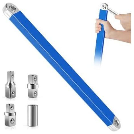 Clé à rallonge coudée, avec adaptateurs d'entraînement 1/2", 1/4" et 3/8", pour mécaniciens et garagistes (1/5)