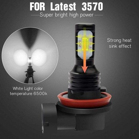 Lampada LED Nebbia 3570 H11 H8, 2400 Lumen, Estremamente Brillante, per DRL o solo Nebbia, Bianco (1/3)