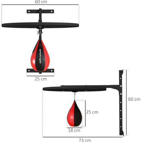 Sac de frappe mural, rotation à 360°, hauteur réglable sur 7 niveaux, noir et rouge (1/5)