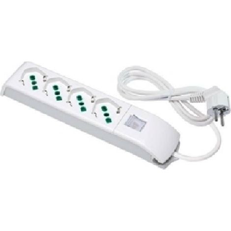 Multipresa 4 bipass/tedesk prese 1,5m 3g1+ white color interruptor 4101000