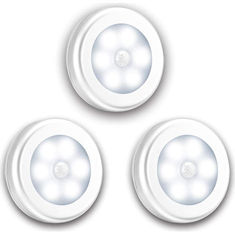 Luci con sensore di movimento, set di 3 luci notturne a LED, illuminazione con sensore di movimento, illuminazione interna a batteria, applique per corridoi, camere da letto, cucine