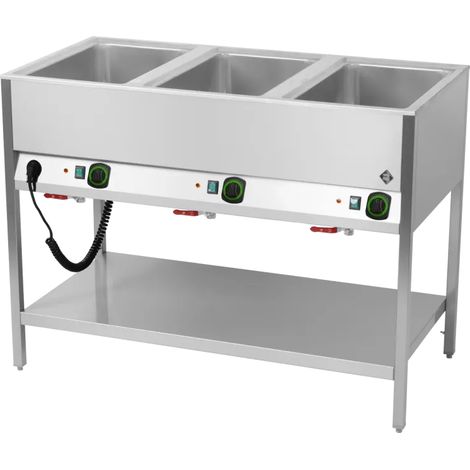 Bain marie stationnaire électrique GN 3-1/1 commande sur le côté long avec étagère basse RM - BMSD 3120 - RM Gastro