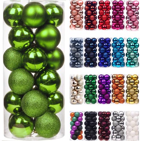 Lot de 24 boules de Noël roses incassables, décorations suspendues pour sapin, maison, fête et extérieur, accessoires festifs (1/5)