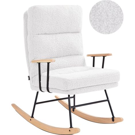 Rocking Chair ESKELIN Reclining Boucle Off-White (1/5)