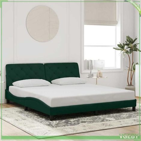 Cadre de lit avec tête de lit - 3207938 - Velours vert foncé - 180x200 cm - Tête de lit rembourrée (1/5)