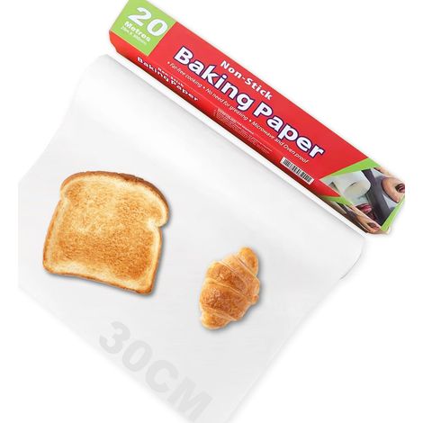 Papier sulfurisé antiadhésif en rouleau, papier résistant à la graisse de qualité alimentaire, (300 mm x 20 m) (1/5)