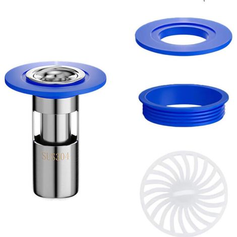 Bonde de douche anti-odeurs, clapet anti-retour pour bonde de lavabo, diamètre 28 mm, hauteur 85 mm, bleu, 1 pièce (1/5)