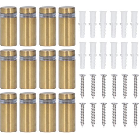 Lot de 12 vis d'entretoise en acier inoxydable pour panneaux publicitaires muraux, fixations pour acrylique 12 x 25 mm