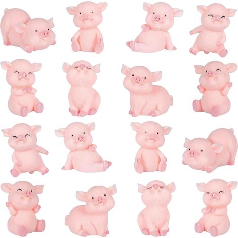 16 petits cochons porte-bonheur, mini figurines pour gâteaux, collection, fées, jardin, maison de poupée, bonsaï. (1/5)