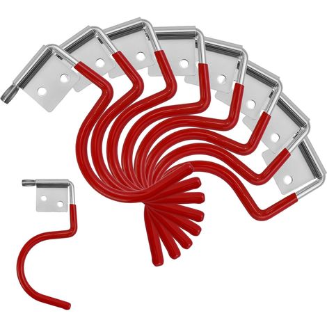 16 Pièce Rouge Crochets muraux métal Crochets porte outils Caoutchouc Antidérapant Support Mural Antidérapant Porte Outils Mural (1/5)