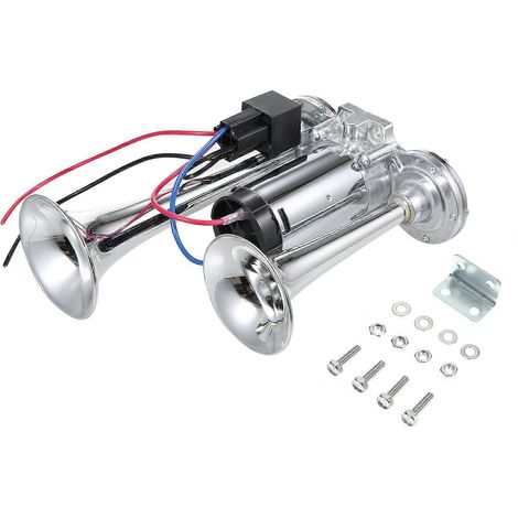 Bocina de aire universal de 12 V para coche, doble bocina de 130 dB con compresor para motocicleta y bicicleta. (1/2)