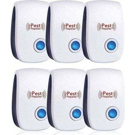 Repulsif Ultrasons, Ultrason Souris Lot de 6, Ultrason Souris et Rat Efficace Contre Souris,Rats,Mouches,Moustiques,Insectes Nuisibles,Araignées,Cafards, Sûr et Non Toxique