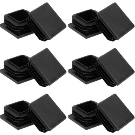 Set di 12 estremità quadrate con lamelle – 40 × 40 mm – Nero – per tubi quadrati, prodotti metallici, sedie, scaffali (1/4)
