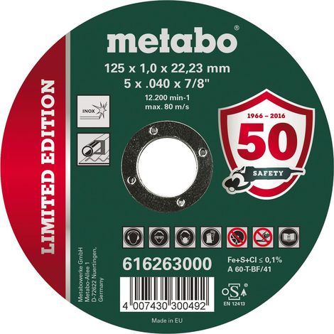 Disco da taglio in acciaio inox de 125x1,0x22,23 de Metabo