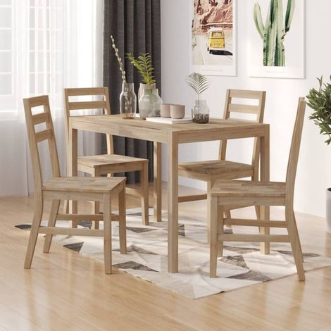 Dining Set Brown Solid Acacia wood Medium Durable Dining Set vidaXL (1/5)