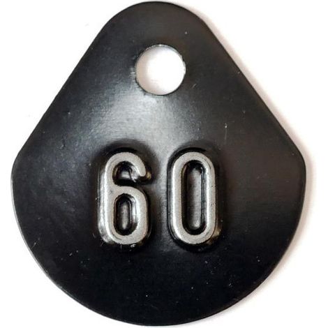 Chiffre goutte d'eau fond noir (à l'unité) estampé "60" en relief blanc hauteur d'écriture 11mm DERANCOURT