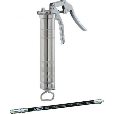 Pistola de grasa industrial flexible de 2 trenzas de acero de 300 mm, grapa de 4 mordazas, 300 bar