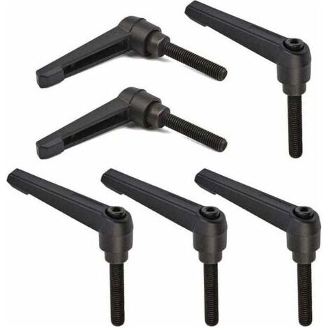 6 PCS Poignée de Levier de Serrage M8, Poignées Réglables 32MM de Machine de Poignée de Filetage Mâle en Acier Inoxydable M8 (Noir) (1/4)