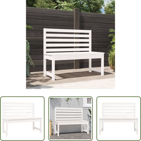 vidaXL Banc extérieur - Banc de jardin blanc 109 cm bois massif de pin (1/5)