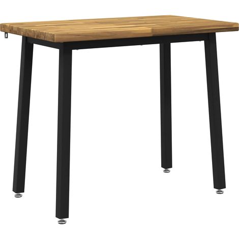 vidaXL 90 x 55 x 75 cm Madera de Acacia Sólida Blanco y Negro (1/2)