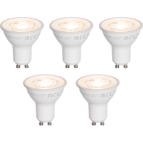 Set of 5 GU10 50mm LED Bulbs Clear 7.5W 800 lm 3000K
