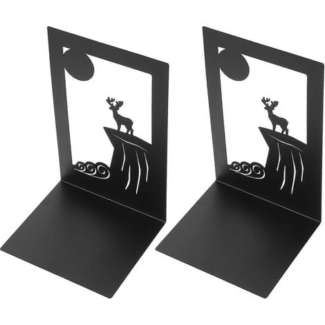 Serre-livres en fer forgé représentant un cerf des falaises 2 pièces pour la maison. Supports de livres créatifs en métal. (1/4)