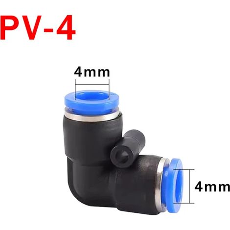 (Pv-4-20 pièces) 20 raccords rapides pneumatiques coudés à 90° PV, pièces de tuyau d'air en plastique, connecteur rapide à 2 voies (1/5)