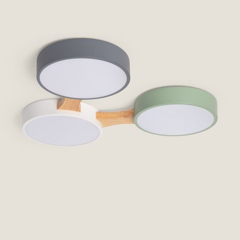 Plafoniera LED 30 W in Legno e Alluminio con CCT Selezionabile Sams Multicolore (1/5)