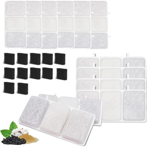 Cartouche filtrante de rechange et lot de 12 éponges de préfiltre compatibles avec la fontaine à eau automatique Petory® 74oz/2.2L pour animaux (1/5)