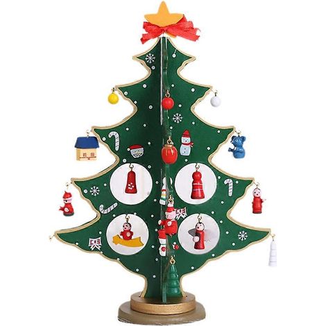Sapin de Noël en bois à faire soi-même, cadeau de Noël, mini sapin de Noël, décoration intérieure, vert tridimensionnel (1/5)