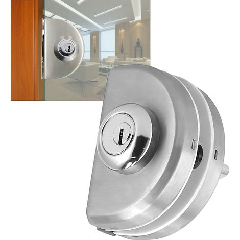 Einbruchsicheres Sicherheitsschloss für Glastüren (10–12 mm dick) mit Schiebemechanismus und Druckknopf, aus Edelstahl, mit 3 Schlüsseln (1/5)