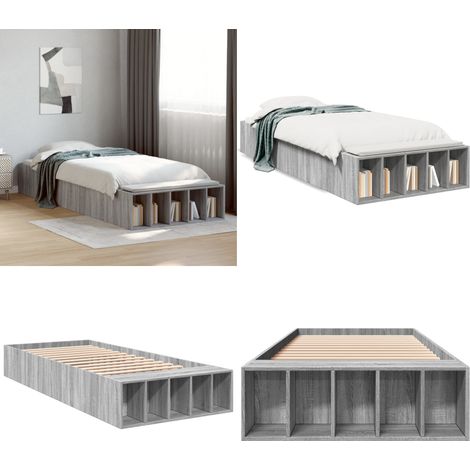 Estructura de cama madera de ingeniería gris Sonoma 90x200 cm - Estructura de cama - Cama de ingeniería