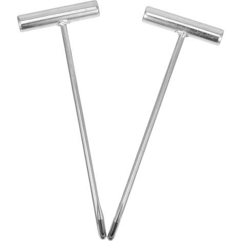Lot de 2 crochets de levage en forme de T pour plaques d'égout, en acier inoxydable, outils robustes pour le levage des plaques d'égout. (1/5)