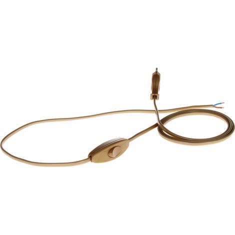 Kabel mit Schalter, 2 m, 2 x 0,75 mm², mit Flachstecker, vergoldetes Stromkabel (1/5)