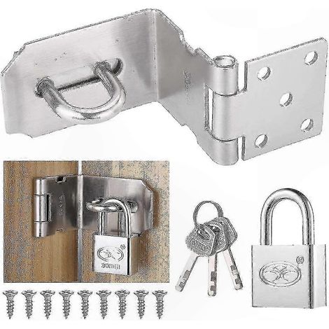 Verrou de porte à angle droit en acier inoxydable, loqueteau de sécurité 90° avec vis incluses, fermeture robuste pour portails en bois, fenêtres et usage extérieur. (1/3)