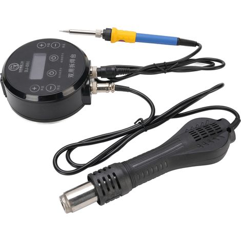 Kit de station de soudage 2 en 1 avec affichage numérique et station de réparation à air chaud, comprenant 3 buses à air chaud pour l'électronique, prise UE 220 V (1/5)