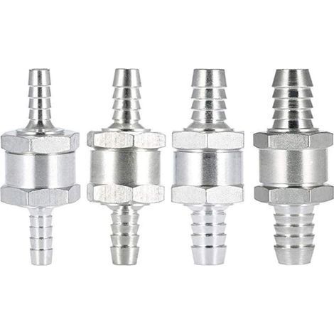 Clapet anti-retour(4 pièces) de retour de carburant en aluminium à sens unique (6 8 10 12mm) pour Essence Diesel Huile Car Chrome Eau Auto Carburateur Systèmes Basse Pression Tuyau (1/5)
