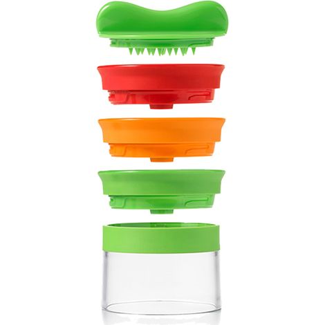 Spiraliseur de légumes manuel à 3 lames pour des tranches fines, grossières et étroites. (1/5)