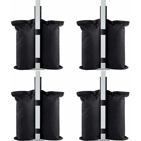 Lot de 4 Sacs Lestés de Sable de Qualité Industrielle, Poids de Sable pour Tonnelle, Sacs de Sable pour tonnelle Tente et Parasols de Terrasse, Poids de Pieds pour Auvent, Pare-Soleil, Noir (1/5)