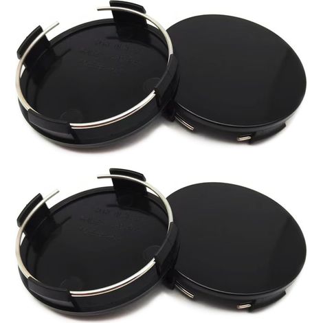 4 Cache-Moyeux 60mm (ID 56mm), ABS, pour Jantes Acier, Compatible Mercedes/VW/Audi, Noir Brillant