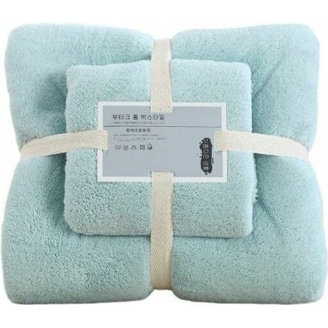 Lot de Serviettes de Bain + Serviette unie Douce et Absorbante Lot de Serviettes de Bain Mère et Enfant - Vert (1/5)