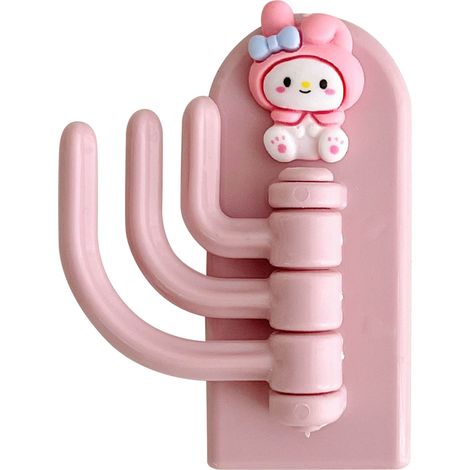 Crochet mural enfant mignon - Lapin rose adhésif innovant pour chambre d'enfants et dortoirs (1/5)