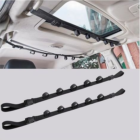 Auto-Angelrutenhalterung – Dach- und Heckmontage – Für 5 Ruten – Verstellbar von 81 bis 122 cm – Polyester (1/5)