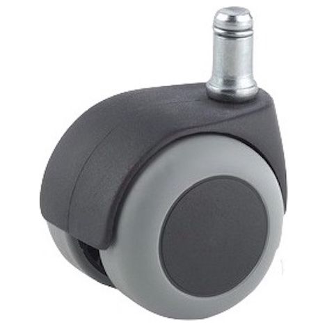 Roulette JUMELÉE pivotante  Ø 50 mm CAOUTCHOUC GRIS à tige lisse 11x22 (1/2)