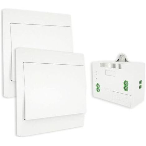 BUNTHAUS RF433 Interrupteur sans Fil, sans Pile, télécommande Murale Va et Vient, Interrupteur Mural Auto alimenté, sans câblage, émetteur pour Panneau Mural (kit à 2 Voies), intérieur extérieur étanc (1/4)