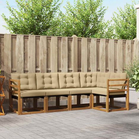 vidaXL  Outdoor Sofa Set  with Cushion 5 pcs Natural and Beige