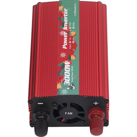 12V auf 220V 3000W Sinus-Wechselrichter, rote Aluminiumlegierung, geräuscharm, vielseitiges Ladegerät für Camping und Fahrzeuge, 50Hz (1/5)