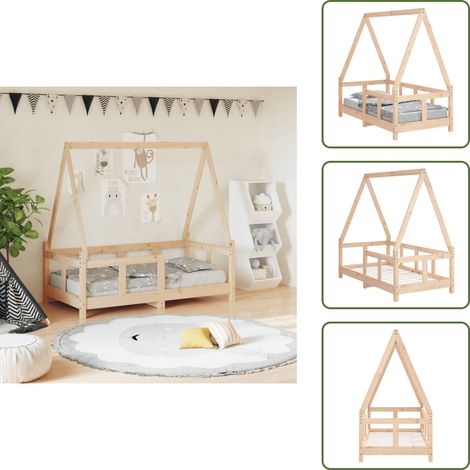 The Living Store Cadre de lit pour enfant 70x140 cm bois de pin massif - Lit Bébé - Lit Enfant - Bois De Pin - Cadre De Lit - Chambre D'enfant (1/5)