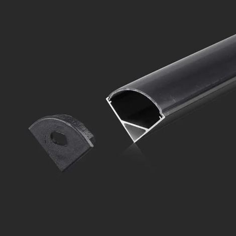 Perfil de aluminio de esquina negro V-TAC para tira LED (2000 x 15,8 x 15,8 mm)